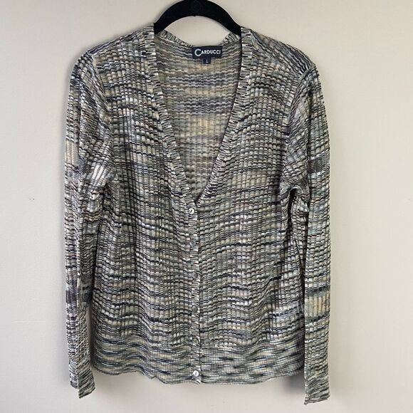Vintage 90s Y2K Carducci Light Weight Button Front Cardigan SZ L - Picture 1 of 7